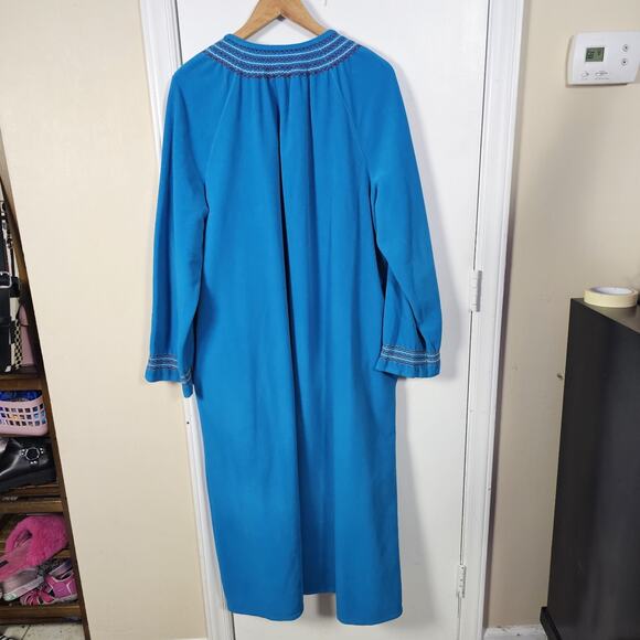 Vintage 70s Vanity Fair Embroidered Long Sleeve Zip Front House Coat Bathrobe XL - Picture 5 of 6